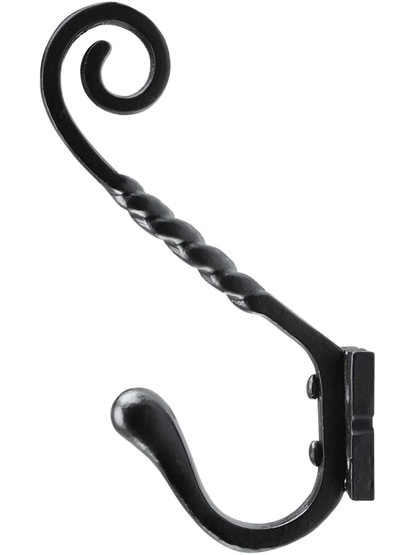 Alternate View of Twisted Swirl Coat Hook In Matte Black.