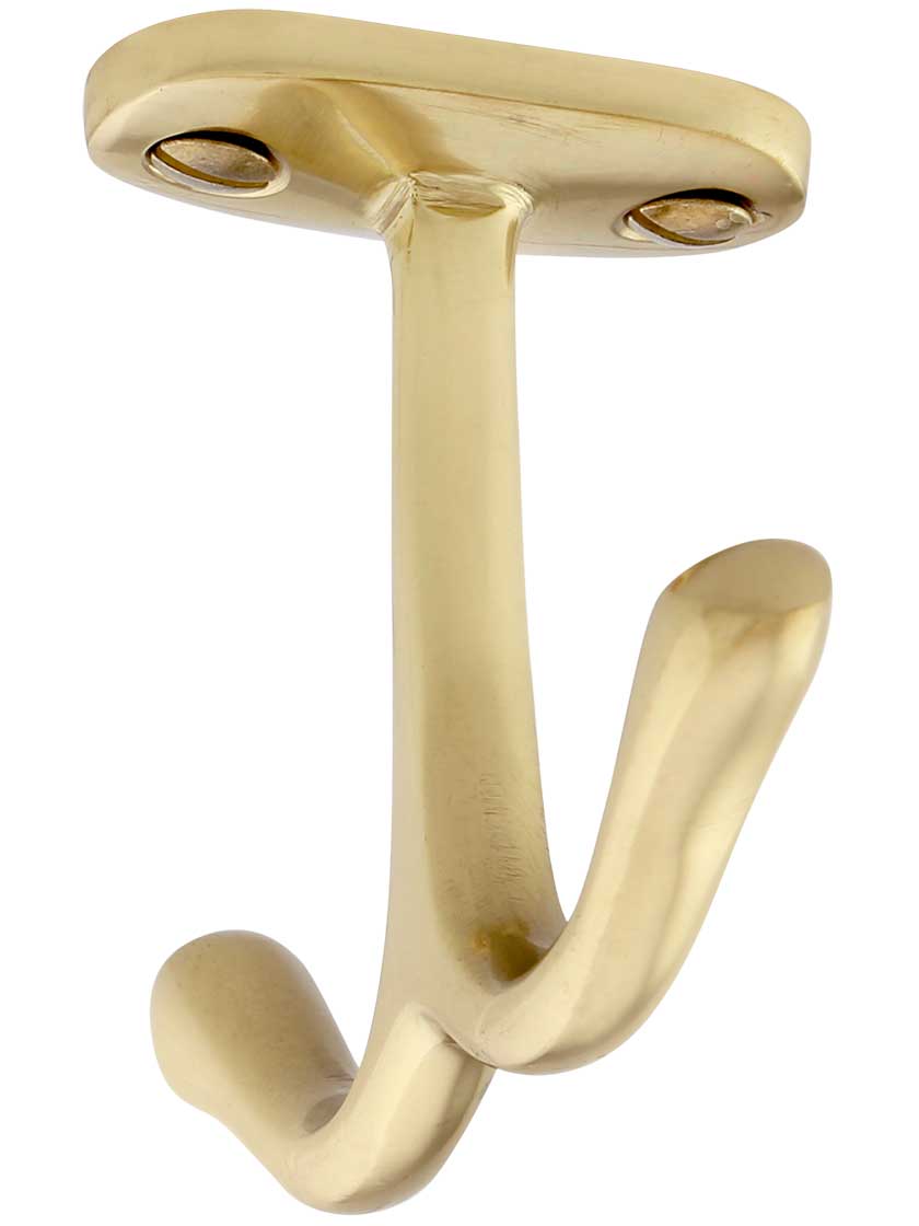 Plain Solid-Brass Double Wardrobe Hook