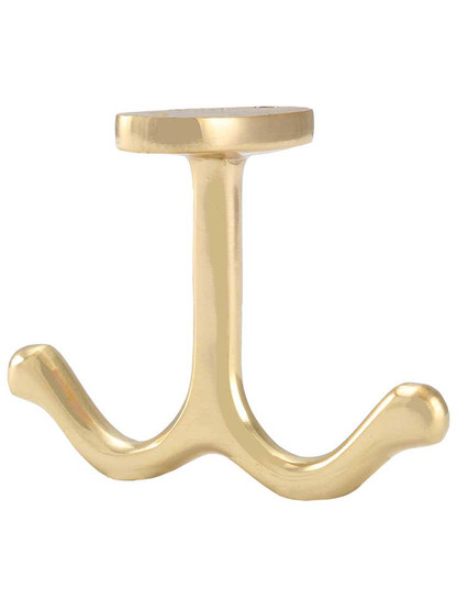 Plain Solid-Brass Double Wardrobe Hook