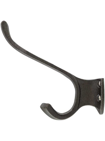 Alternate View of Smooth Surface Cast-Iron Triple Coat and Hat Hook.