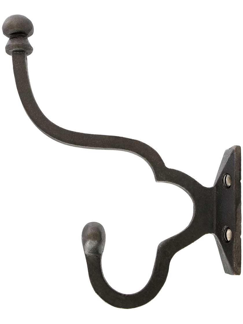 Alternate View of Large Traditional Cast-Iron Hat and Coat Hook.