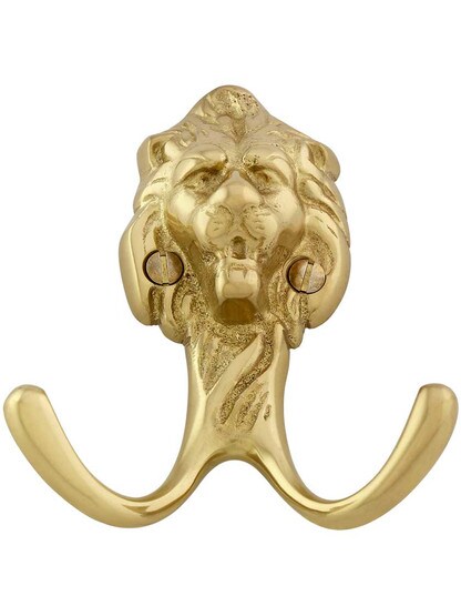 Alternate View 2 of Solid Brass Lion-Head Coat Hook.