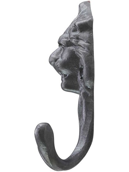 Alternate View of Cast Iron Lion-Head Coat Hook.