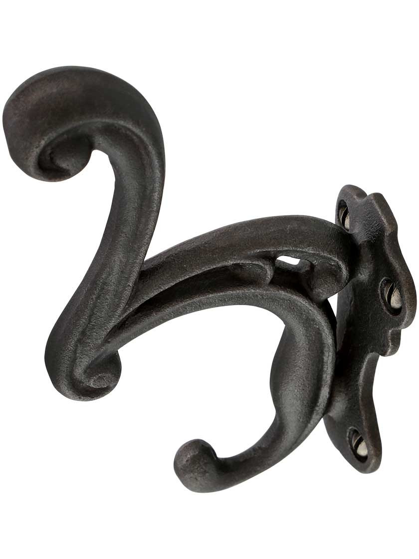 Alternate View 2 of Scroll Style Cast-Iron Double Coat and Hat Hook.
