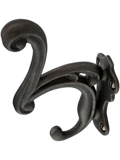 Alternate View 2 of Scroll Style Cast-Iron Double Coat and Hat Hook.