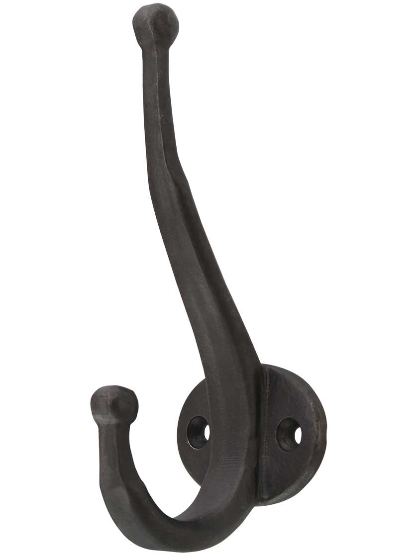 6 X TRADITIONAL "DOUBLE" 3" CLOAKROOM CAST IRON COAT HOOKS 