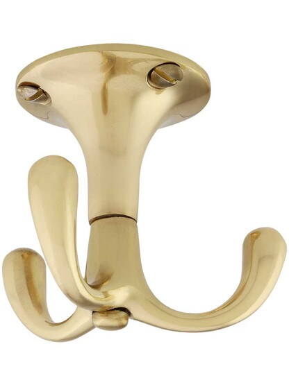 Plain Solid-Brass Triple Wardrobe Swivel Hook