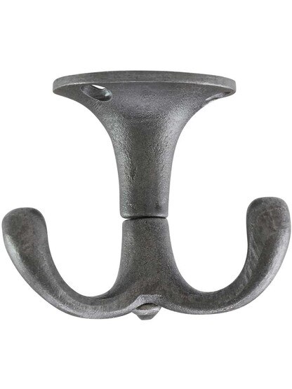 Alternate View of Plain Cast-Iron Triple Wardrobe Hook.