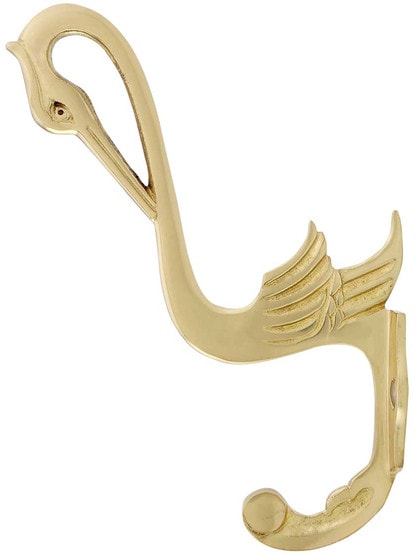 Alternate View of Swan Solid-Brass Coat Hook.