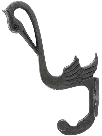 Alternate View of Swan Cast-Iron Coat Hook.