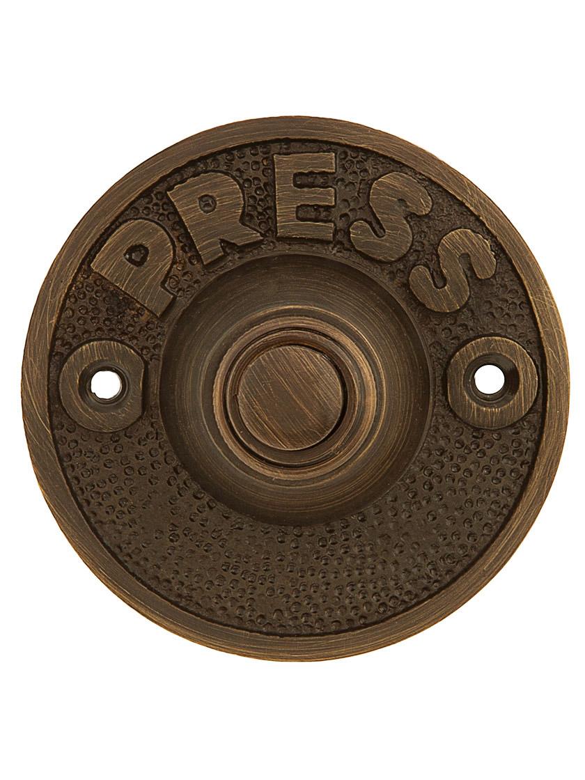 SOLID BRASS ANTIQUE STYLE CLASSIC PRESS BUTTON DETAIL FRONT DOOR BELL PUSH 