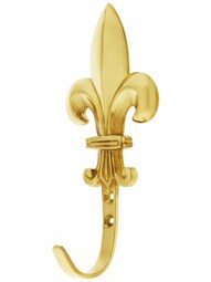Large Solid Brass Fleur de Lis Hook