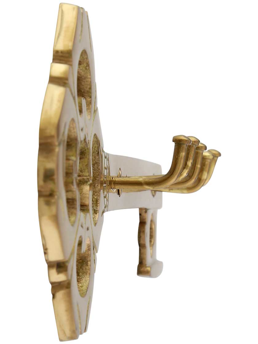 Alternate View of Solid Brass Fancy Decorative 5 Hook Key Rack.
