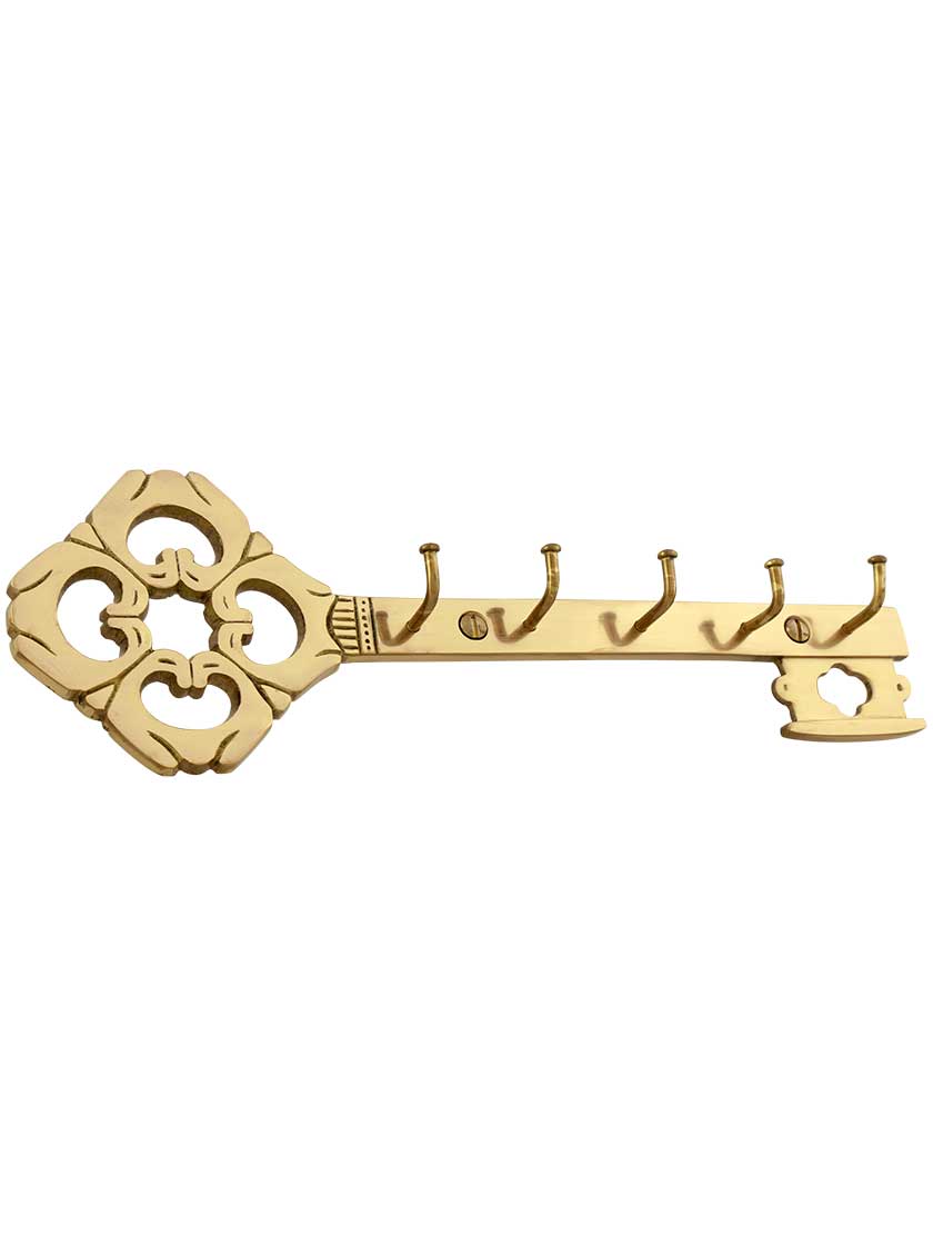 Alternate View 3 of Solid Brass Fancy Decorative 5 Hook Key Rack.