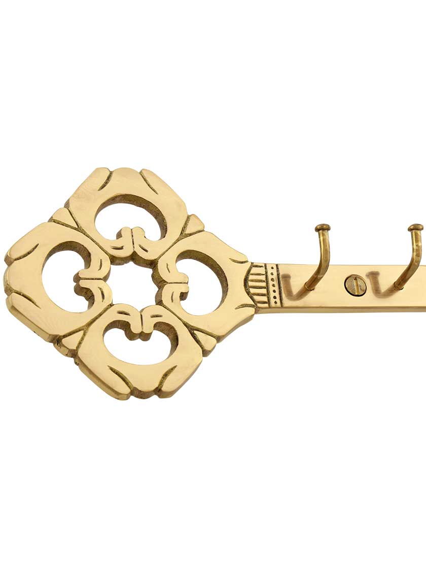 Alternate View 4 of Solid Brass Fancy Decorative 5 Hook Key Rack.