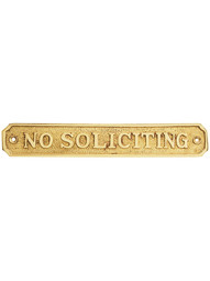 Cast Brass "No Soliciting" Sign