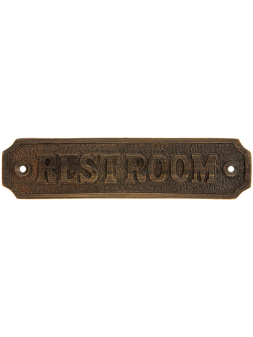 Handicap Antiqued Brass Bathroom Sign 