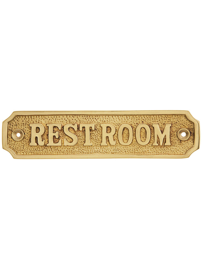 Handicap Antiqued Brass Bathroom Sign 