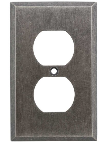 Alternate View of Industrial Single Duplex Cover Plate with Galvanized Finish.