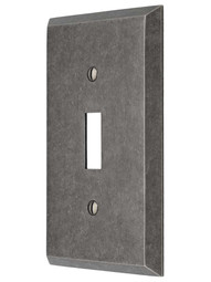 Industrial Single Toggle Switch Plate with Galvanized Finish.