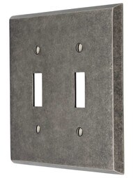 Industrial Double Toggle Switch Plate with Galvanized Finish.