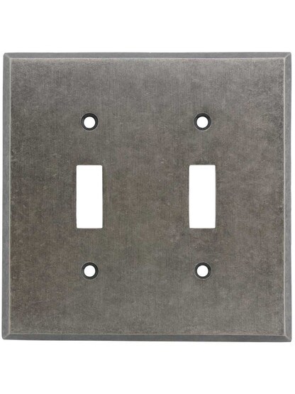 Alternate View of Industrial Double Toggle Switch Plate with Galvanized Finish.