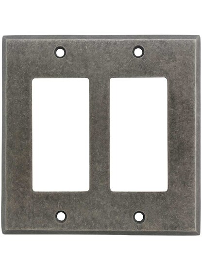 Alternate View of Industrial Double Gang GFI Cover Plate with Galvanized Finish.