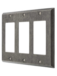 Industrial Triple GFI Cover Plate with Galvanized Finish.