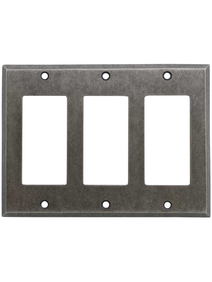 Alternate View of Industrial Triple GFI Cover Plate with Galvanized Finish.