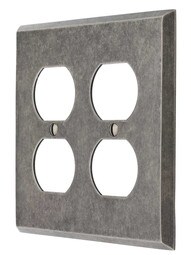 Industrial Double Gang Duplex Cover Plate with Galvanized Finish.
