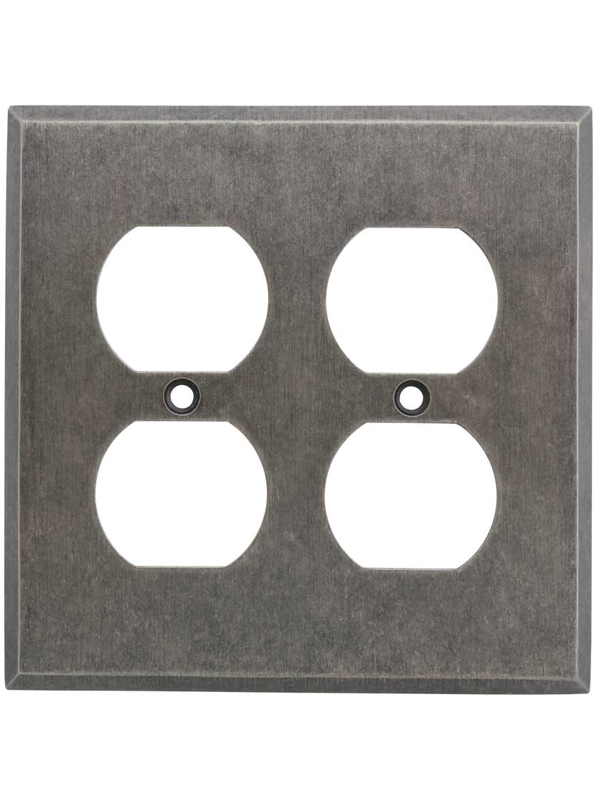 Alternate View of Industrial Double Gang Duplex Cover Plate with Galvanized Finish.