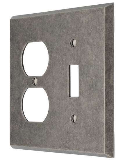 Industrial Toggle/Duplex Combination Switch Plate with Galvanized Finish.