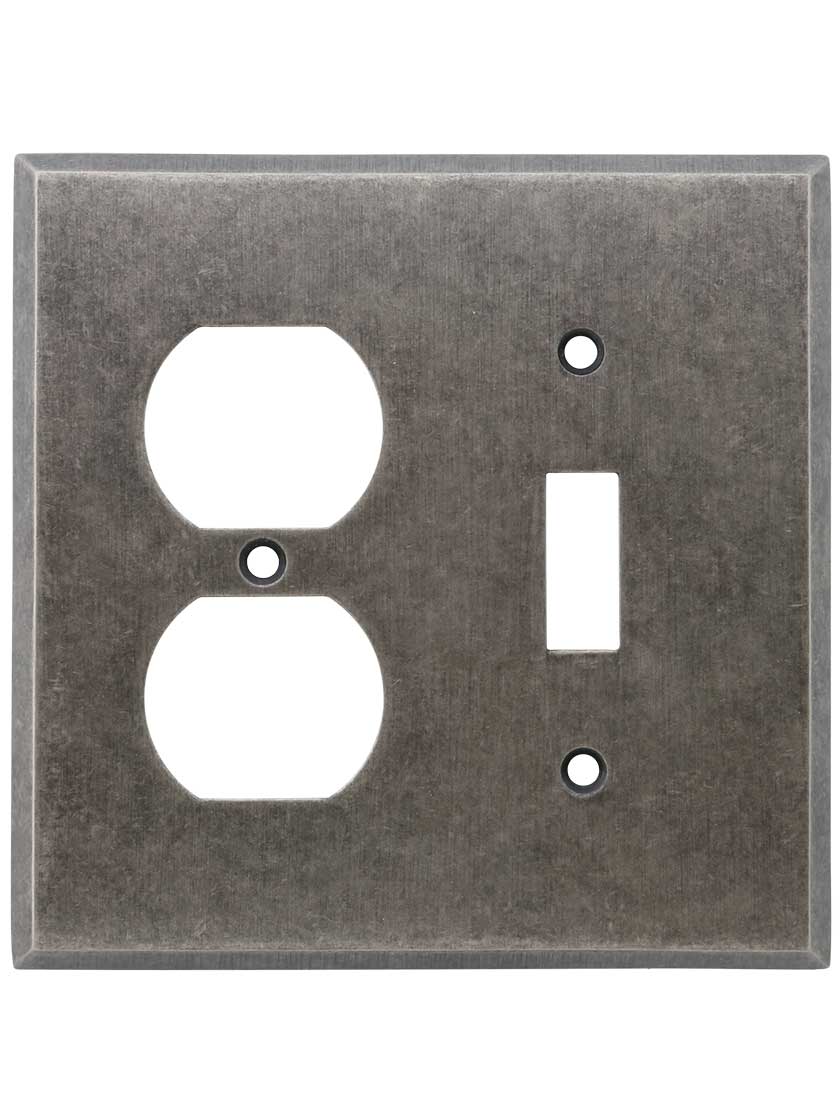 Alternate View of Industrial Toggle/Duplex Combination Switch Plate with Galvanized Finish.