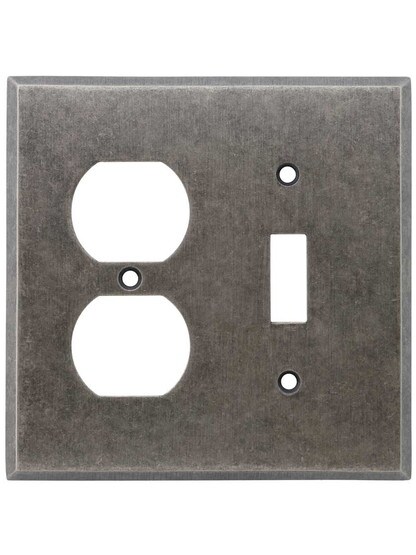Alternate View of Industrial Toggle/Duplex Combination Switch Plate with Galvanized Finish.