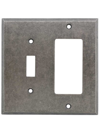 Alternate View of Industrial Toggle/GFI Combination Switch Plate with Galvanized Finish.