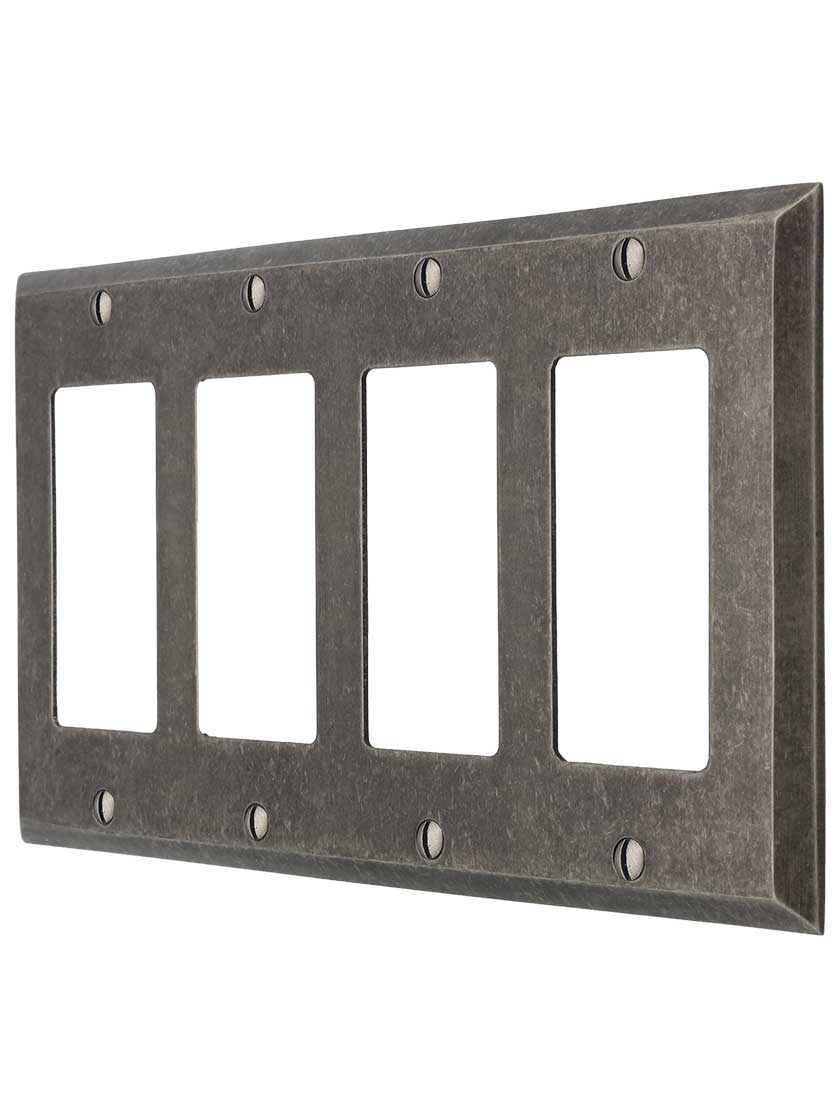 Industrial Quad GFI Cover Plate with Galvanized Finish.