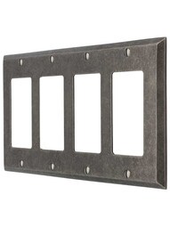 Industrial Quad GFI Cover Plate with Galvanized Finish.