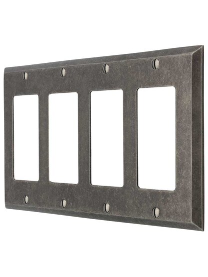 Industrial Quad GFI Cover Plate with Galvanized Finish.