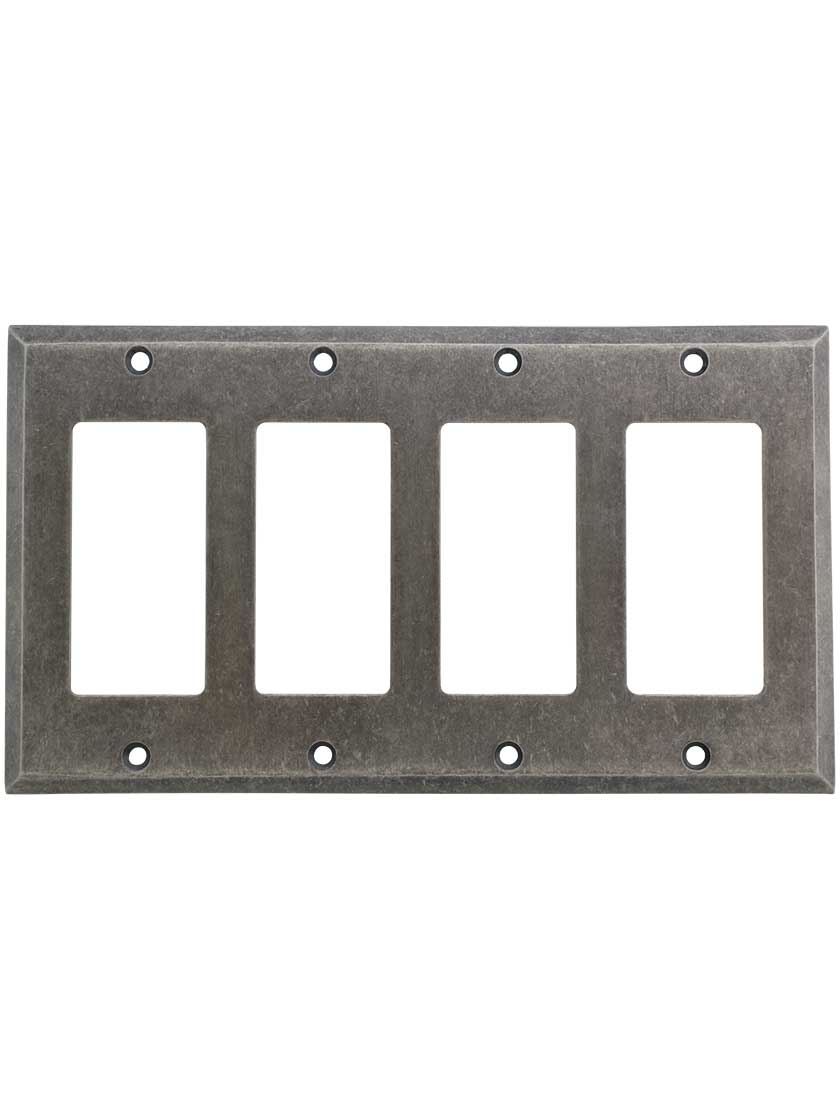 Alternate View of Industrial Quad GFI Cover Plate with Galvanized Finish.