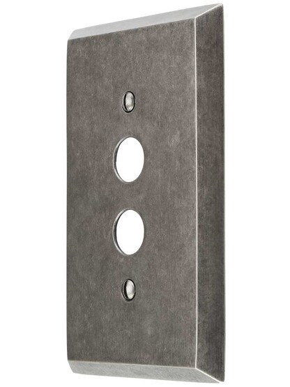 Industrial Single Push-Button Switch Plate with Galvanized Finish.