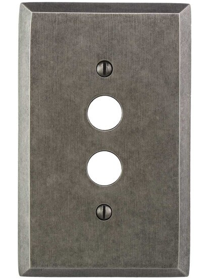 Alternate View of Industrial Single Push-Button Switch Plate with Galvanized Finish.