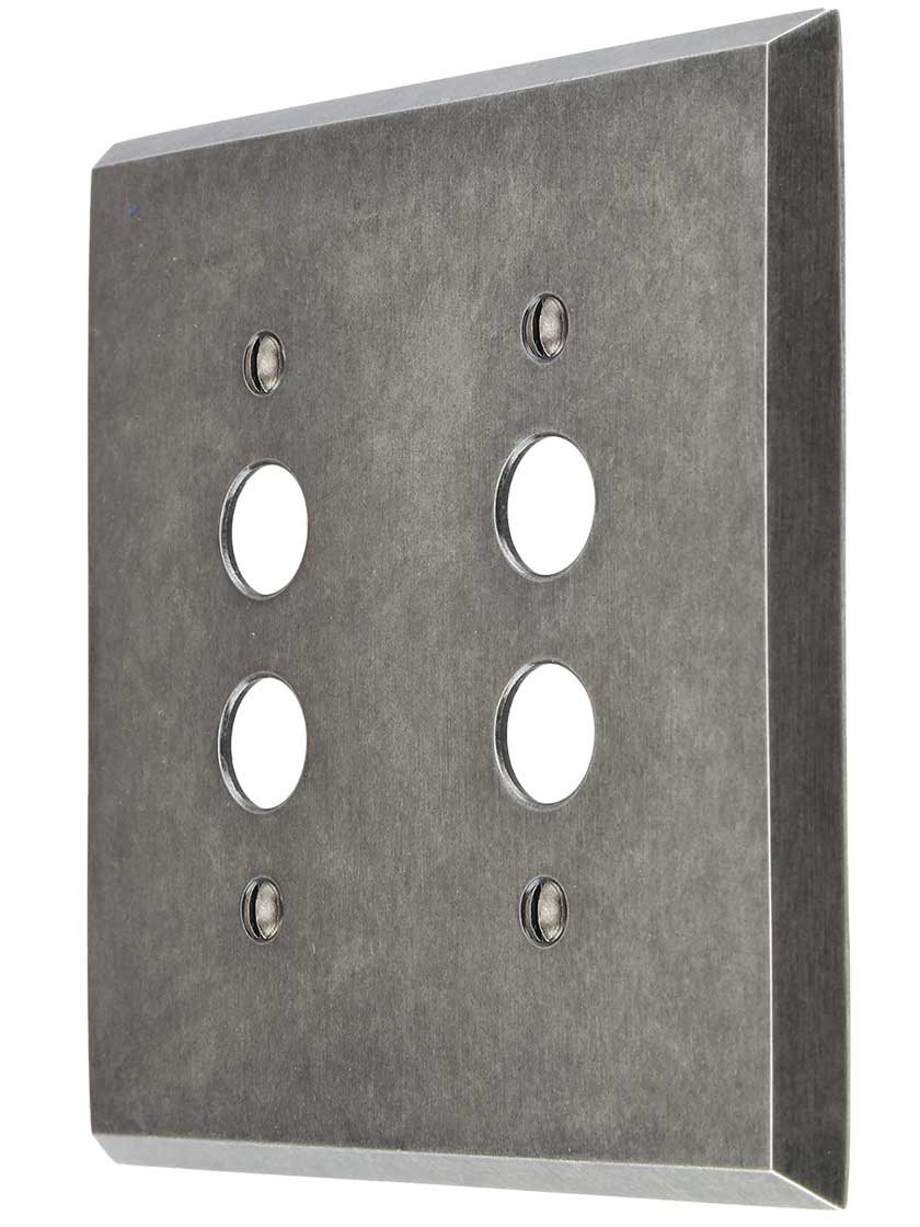 Industrial Double Push-Button Switch Plate with Galvanized Finish.