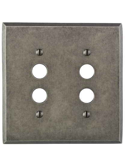 Alternate View of Industrial Double Push-Button Switch Plate with Galvanized Finish.