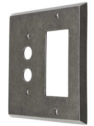 Industrial Push Button/GFI Combination Switch Plate with Galvanized Finish.