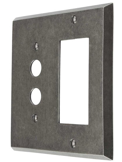 Industrial Push Button/GFI Combination Switch Plate with Galvanized Finish.