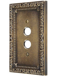 Floral Victorian Single Gang Push-Button Switch Plate in Antique-By-Hand