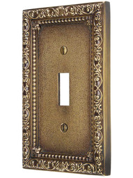 Floral Victorian Single Toggle Switch Plate in Antique-By-Hand.