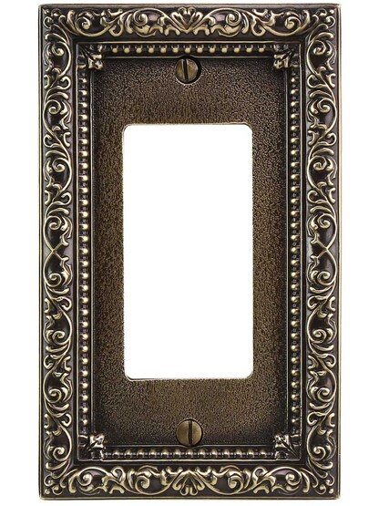 Alternate View of Floral Victorian GFI Cover Plate in Antique-By-Hand.