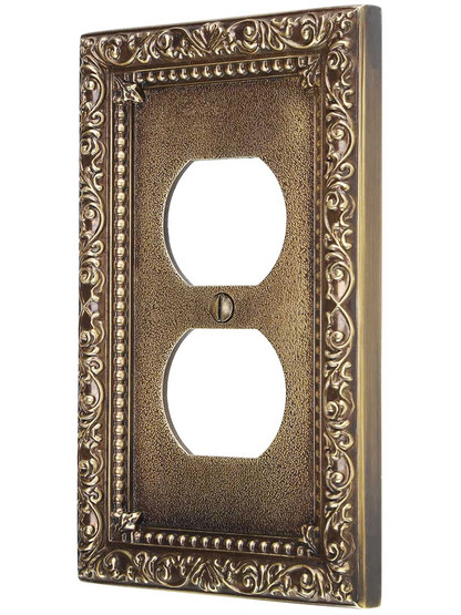 Floral Victorian Duplex Outlet Cover Plate in Antique-By-Hand.