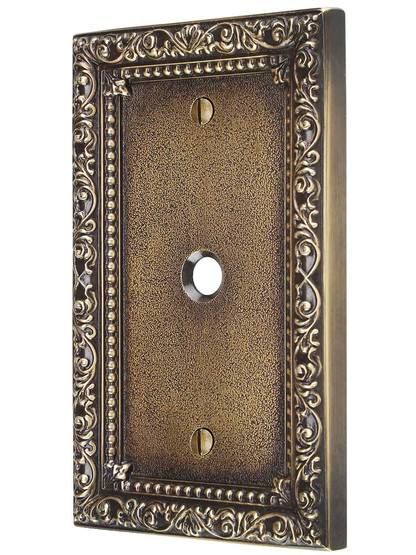 Floral Victorian Cable Jack Cover Plate in Antique-By-Hand.